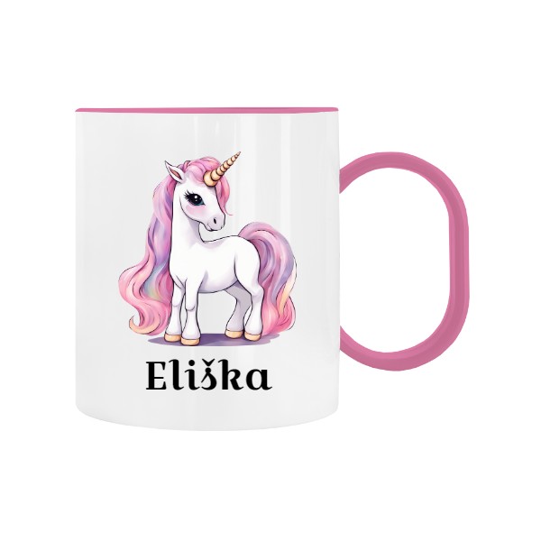 Dětský hrnek plastový s potiskem Jednorožec s vlastním jménem