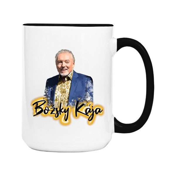 Hrnek velký barevný s potiskem Kája Gott Božský hrnek