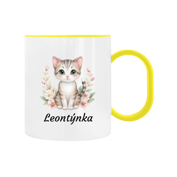 Dětský hrnek plastový s potiskem Kočička s jménem do školky